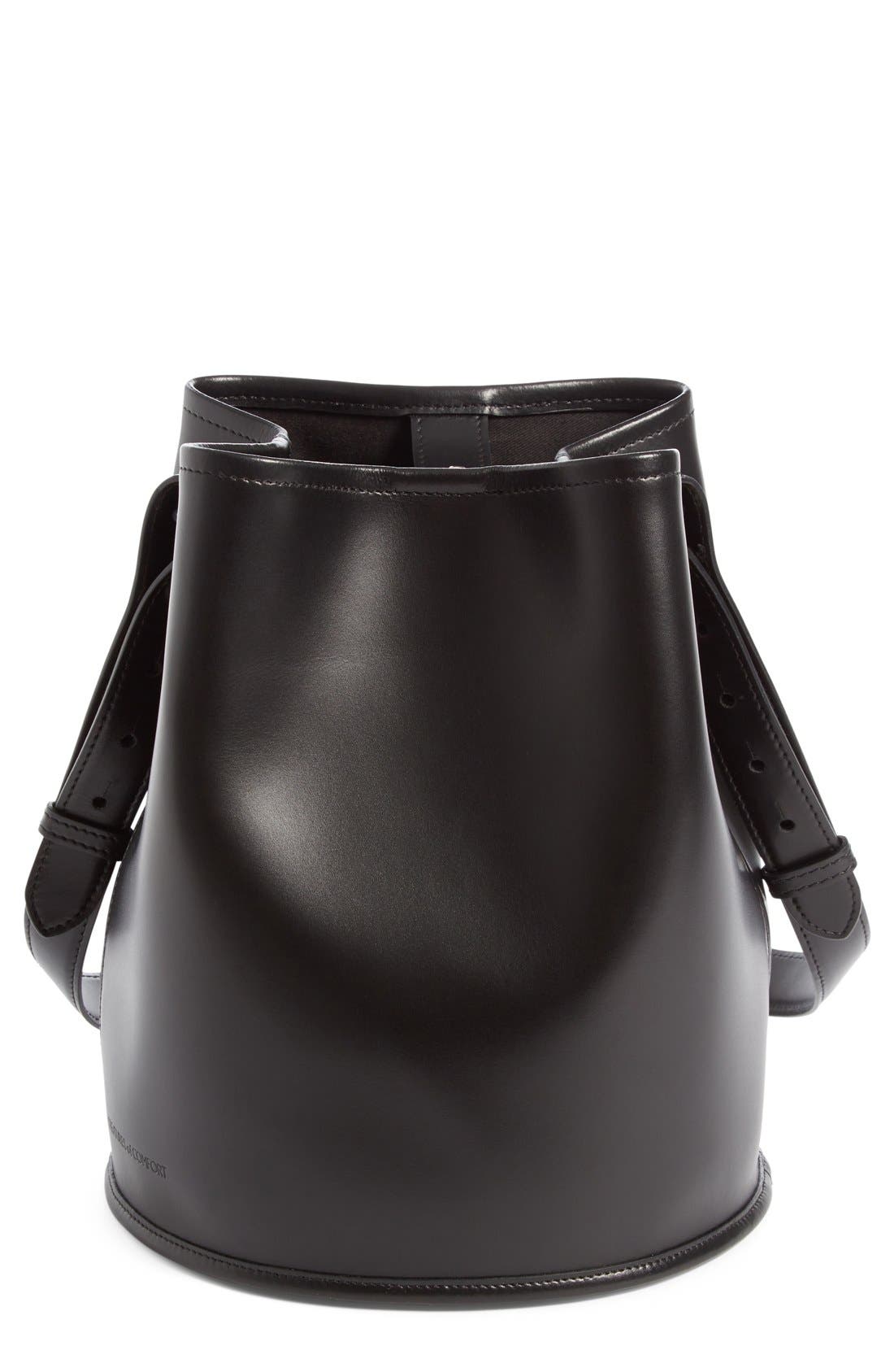 Creatures of Comfort Small Leather Bucket Bag, Main, color, 