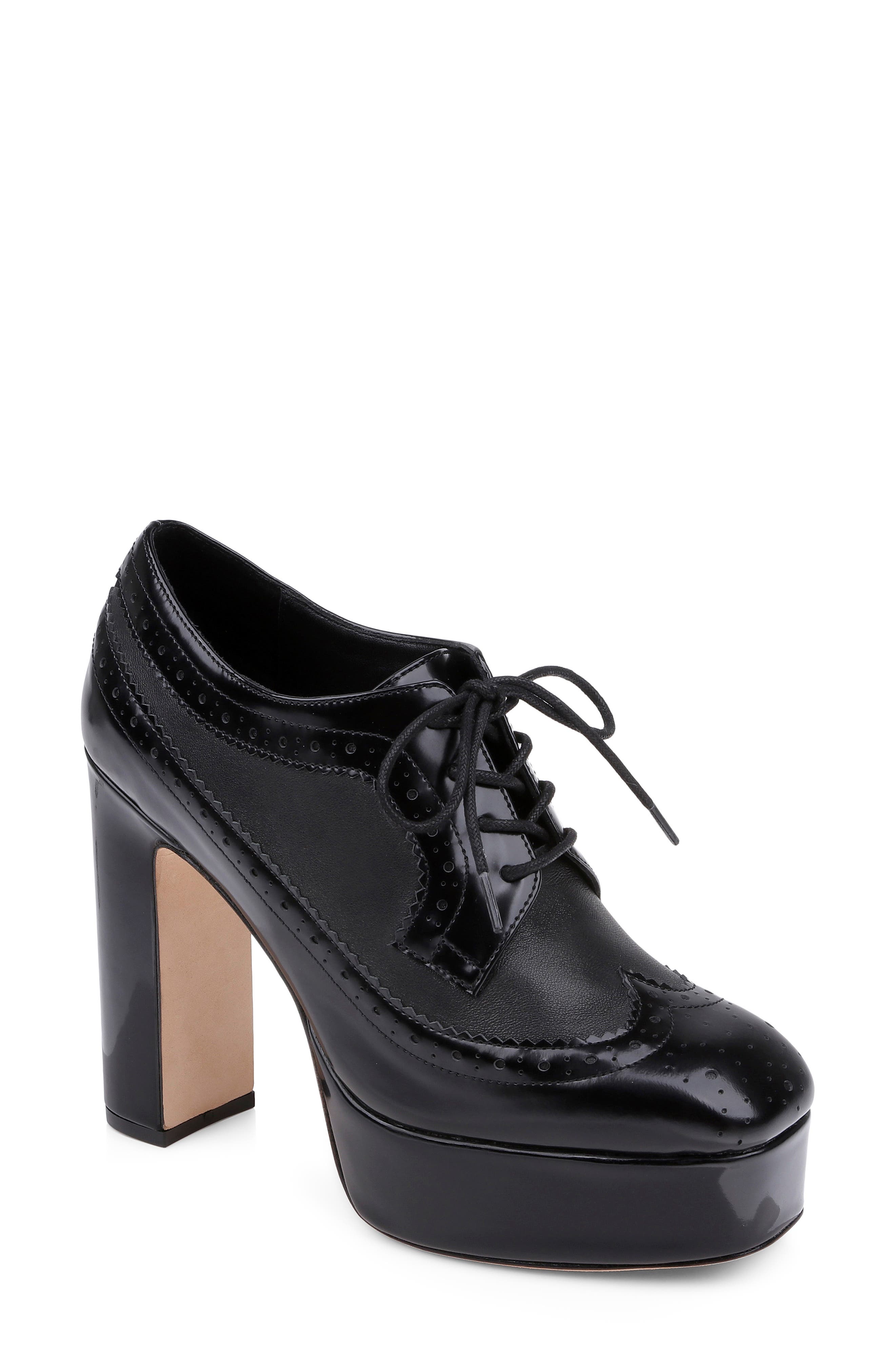 L'AGENCE Tania Platform Pump, Main, color, Black Leather