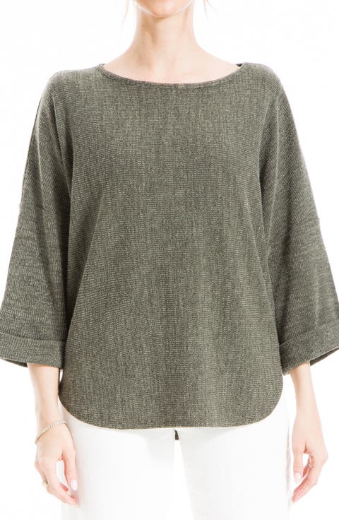 Ribbed 3/4 Sleeve Tunic Top