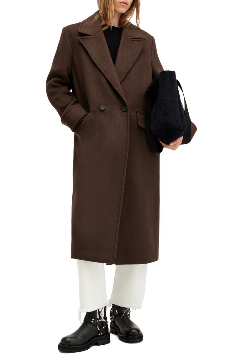 Mabel Double Breasted Coat, Alternate, color, SUGAR BROWN