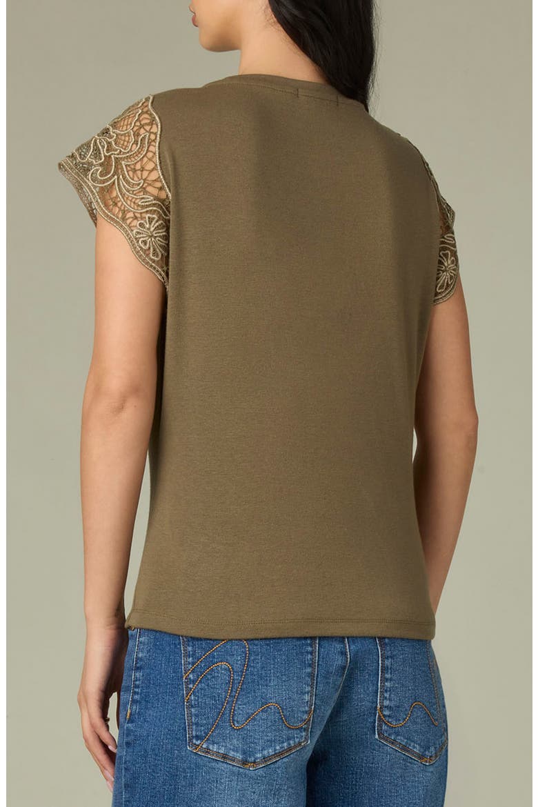 Crochet Trim Top, Alternate, color, OLIVE DRAB/ PALE OAK