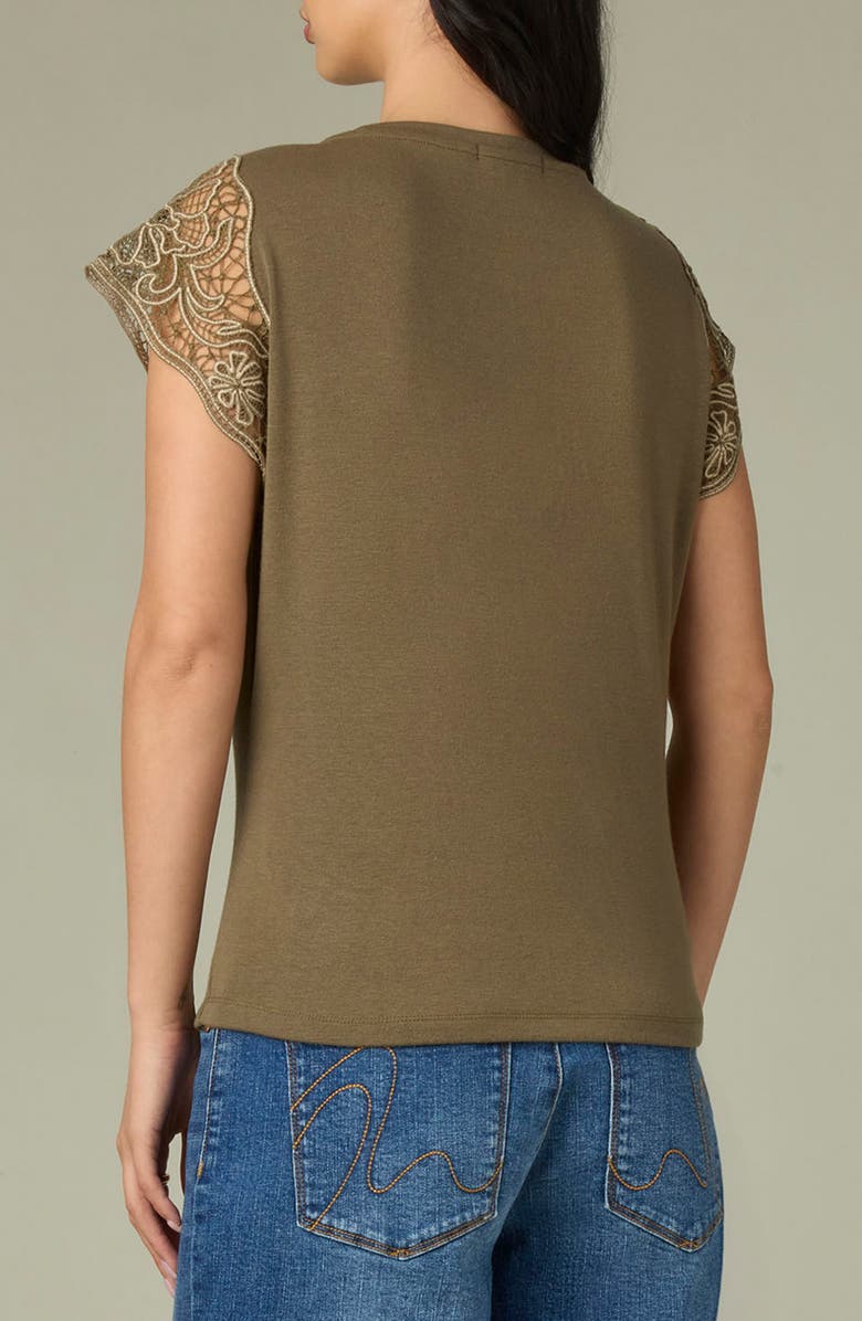 Wit & Wisdom Crochet Trim Top, Alternate, color, Olive Drab/ Pale Oak
