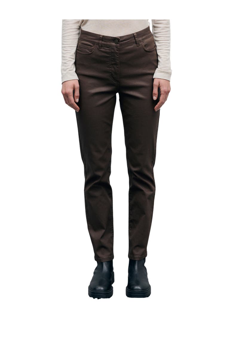 Ilda Slim Mid Rise Coated Jeans, Main, color, Brown