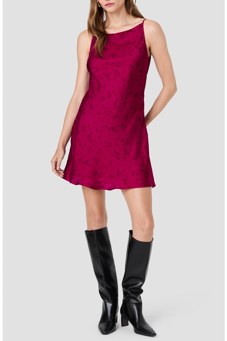 Oona Floral Print Satin Minidress, Main, color, CELESTE FLEUR