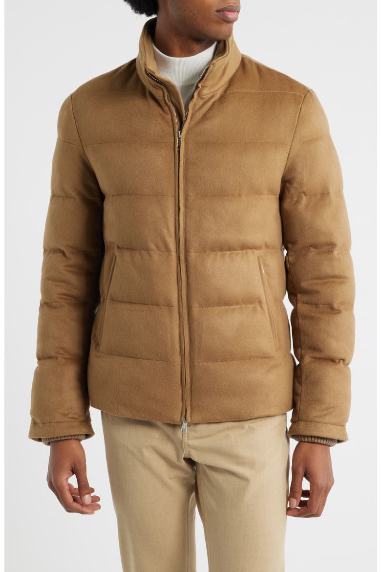 Water Resistant Quilted Wool Puffer Jacket, Alternate, color, CARAMEL