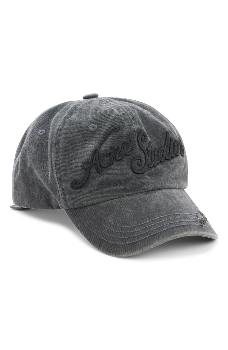 Acne Studios Tourist Logo Embroidered Cotton Twill Baseball Cap, Main, color, Faded Black