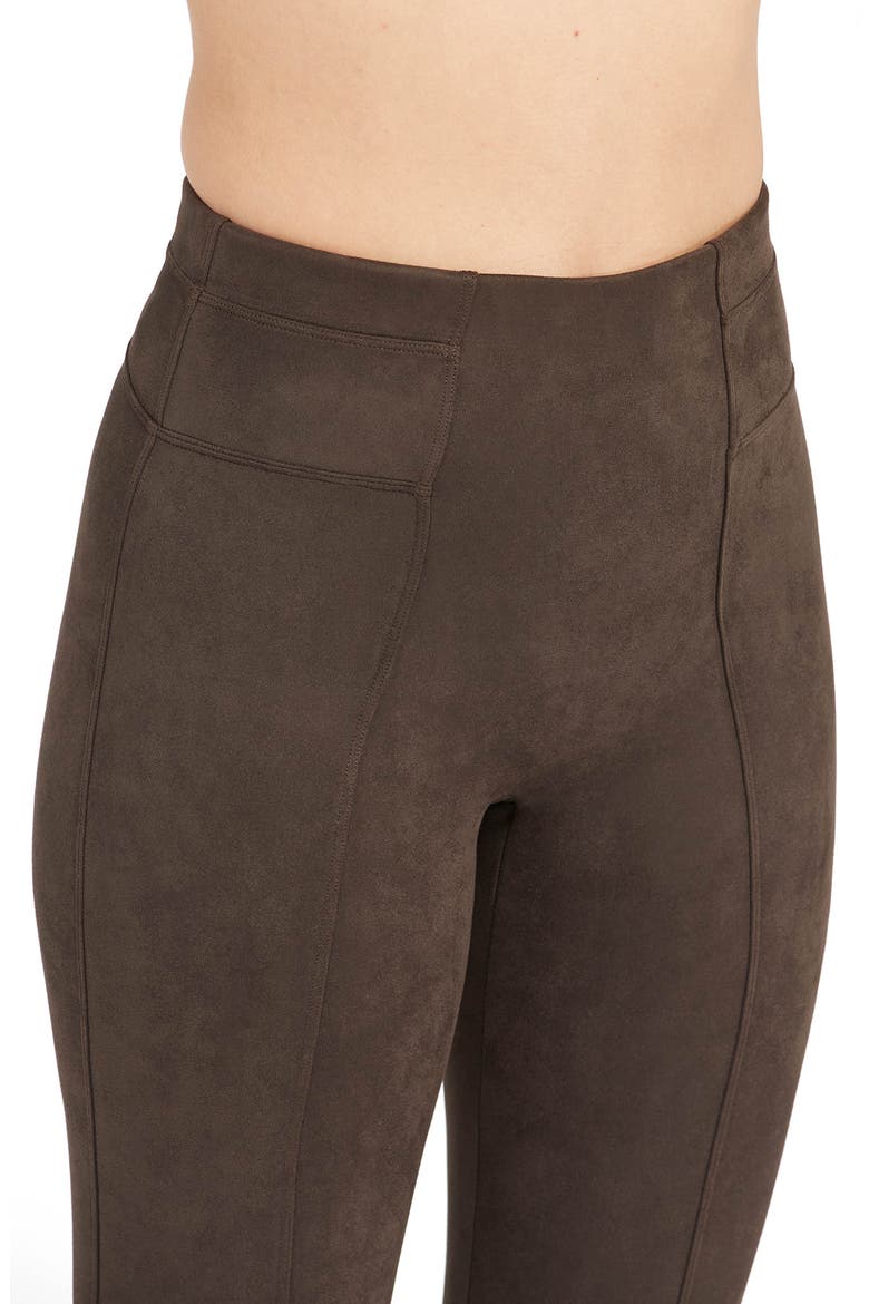 High Waist Faux Suede Leggings, Alternate, color, CHOCOLATE BROWN