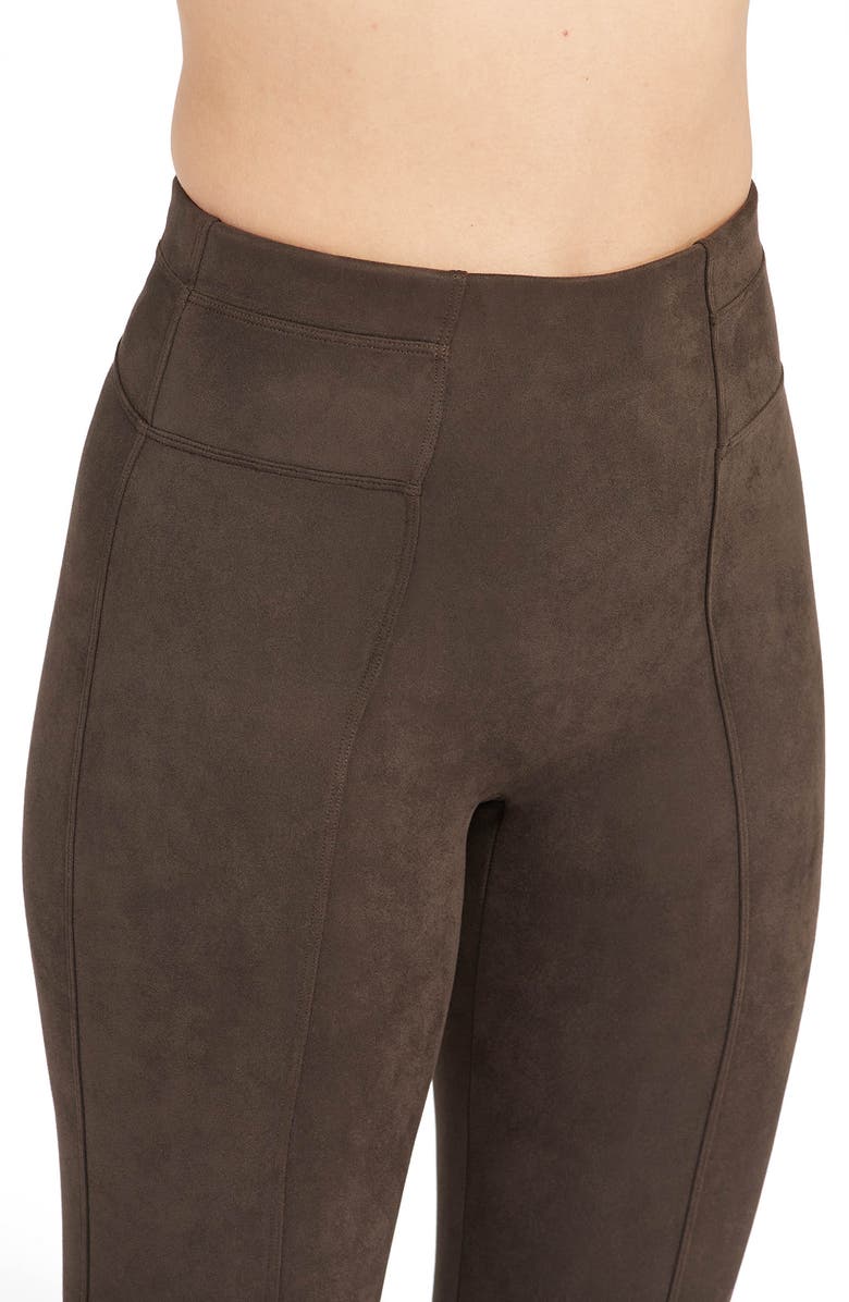 SPANX<sup>®</sup> High Waist Faux Suede Leggings, Alternate, color, Chocolate Brown