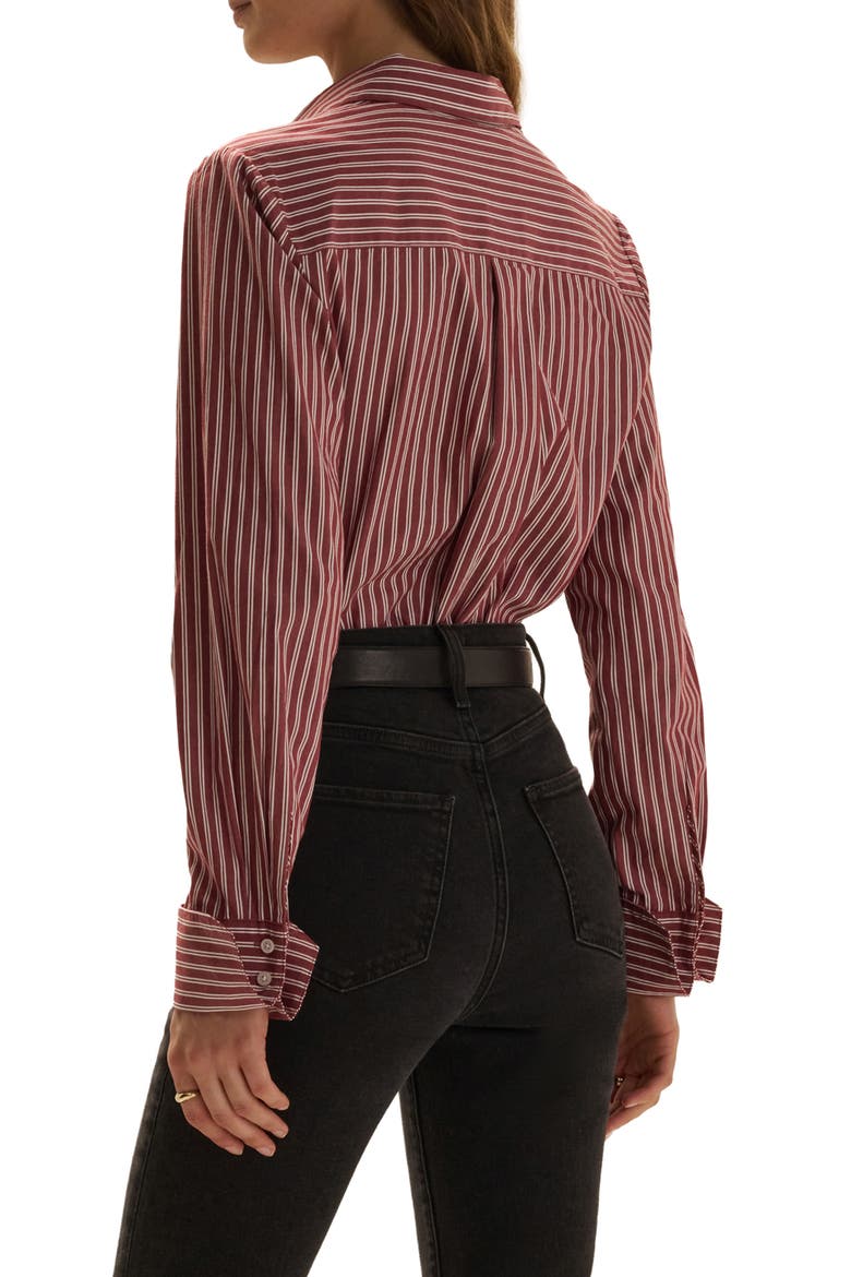 The Cuffed Statement Striped Shirt, Alternate, color, CRANBERRY HIGHWAY