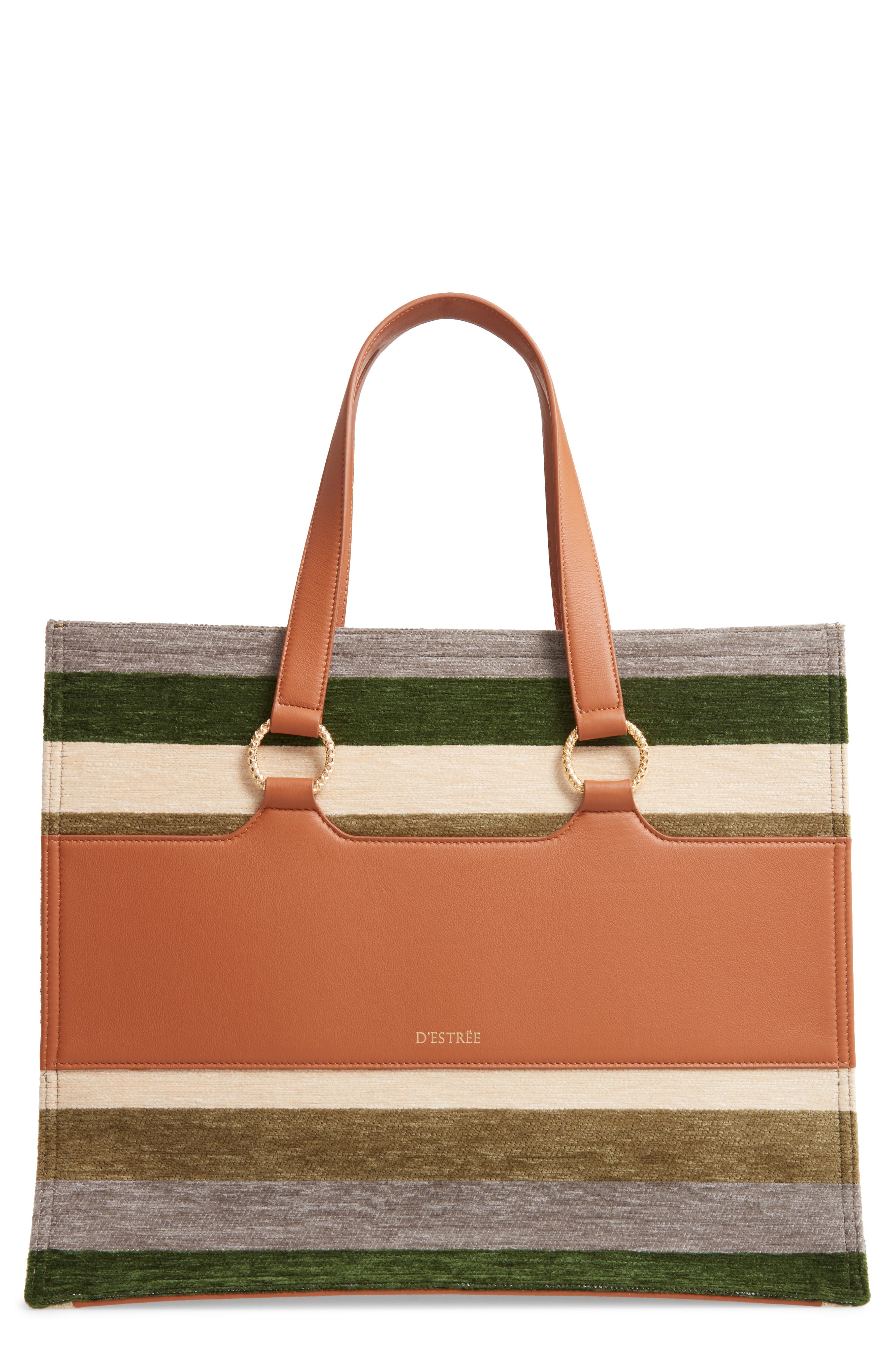 DESTREE D’ESTRËE Sol Stripe Chenille & Leather Tote, Main, color, 