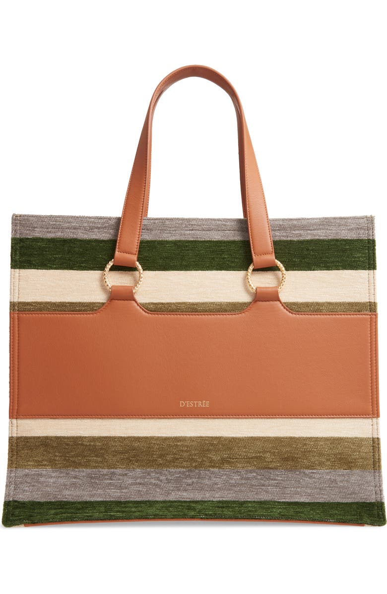 DESTREE D’ESTRËE Sol Stripe Chenille & Leather Tote, Main, color,