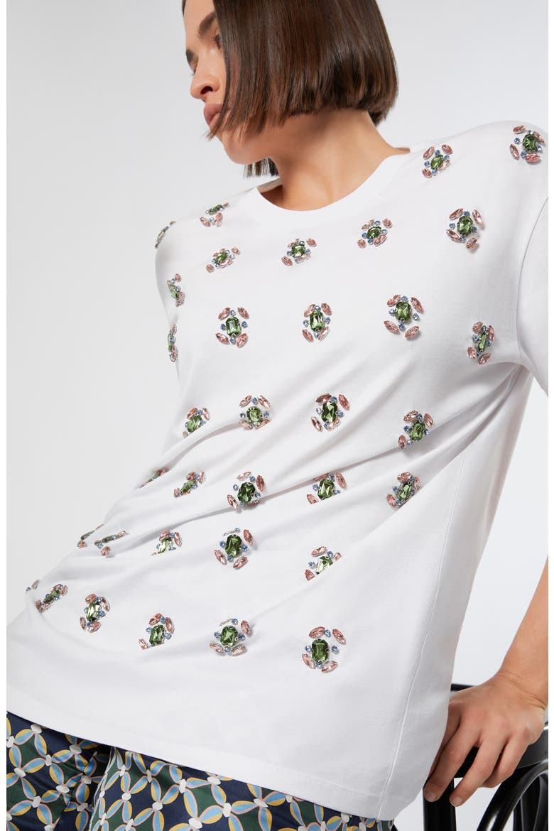Reed Embellished Cotton T-Shirt, Alternate, color, OPTICAL WHITE