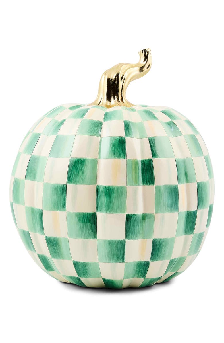 MACKENZIE CHILDS Emerald Check Large Pumpkin, Main, color,