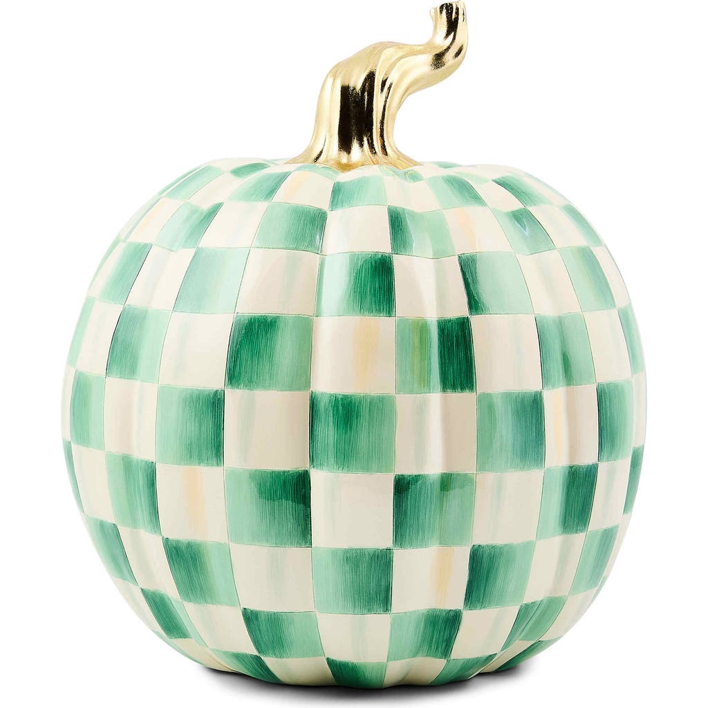 Mackenzie-childs Mackenzie Childs Emerald Check Large Pumpkin In Green