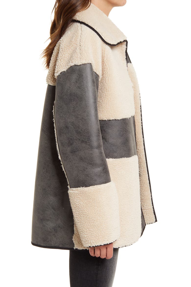 Mixed Media Faux Suede Coat, Alternate, color, GREY TORNADO