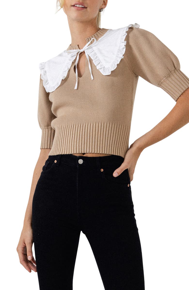 English Factory Ruffle Collar Sweater, Main, color, 