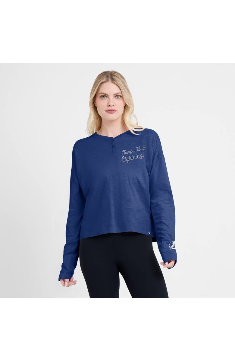 FANATICS Women
s Fanatics Blue Tampa Bay Lightning Oversized All Out Effort Long Sleeve Henley T-Shirt, Alternate, color, Blue