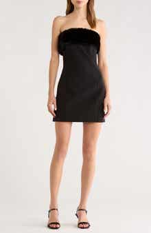 Amya Strapless Faux Fur Minidress