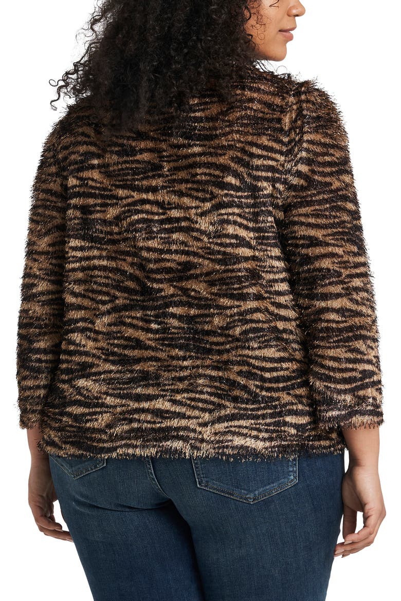 Zebra Print Eyelash Knit Sweater, Alternate, color, FALCON