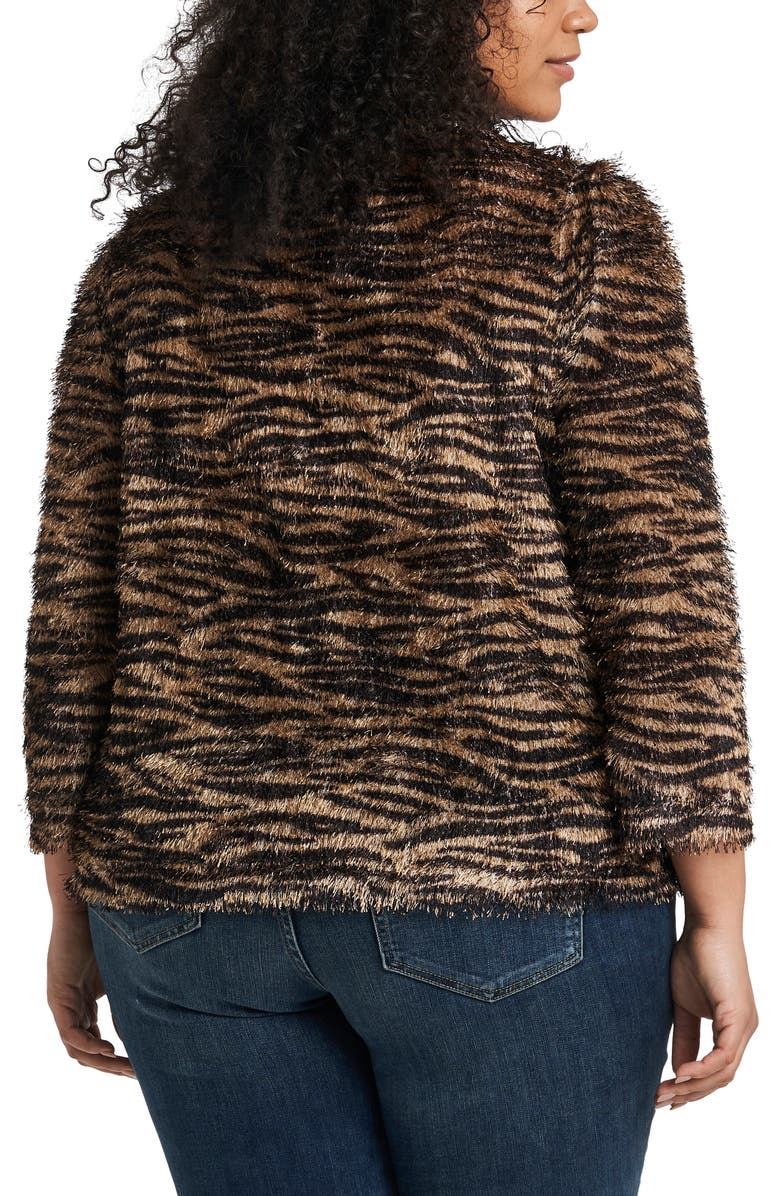 Vince Camuto Zebra Print Eyelash Knit Sweater, Alternate, color, 