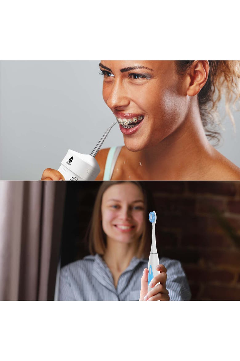 Portable Sonic Toothbrush & Travel-Ready Water Flosser, Alternate, color, White