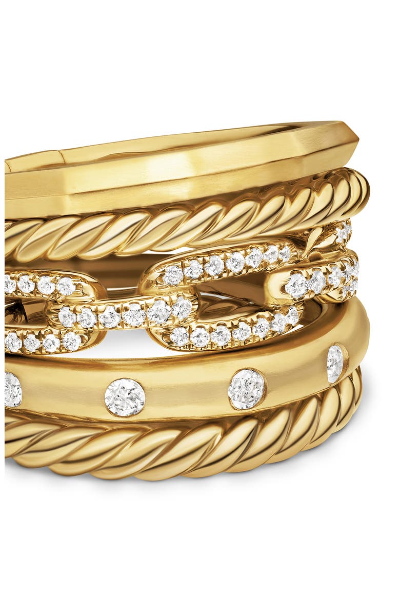 Stax Wide Ring with Diamonds in 18K Gold, 15mm, Alternate, color, YELLOW GOLD