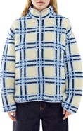 BDG Urban Outfitters Check Print Fleece Quarter Zip