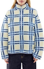 BDG Urban Outfitters Check Print Fleece Quarter Zip