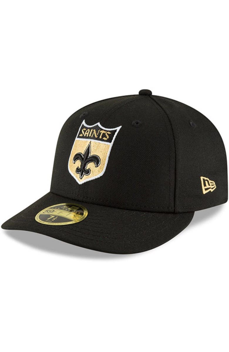 New Era Men's New Era Black New Orleans Saints Omaha Throwback Low Profile 59FIFTY Fitted Hat, Main, color, Black
