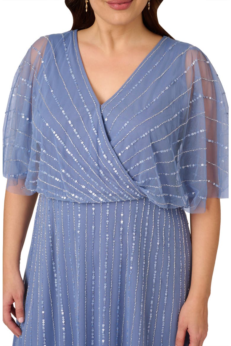 Sequin Wrap Front Dress, Alternate, color, FRENCH BLUE