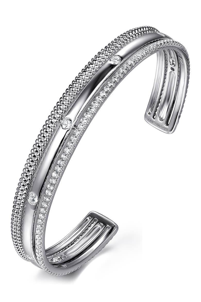 Bujukan White Sapphire Multi Row Cuff Bracelet, Alternate, color, STERLING SILVER