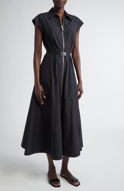 Brandon Maxwell The Jace Zip-up Belted Maxi Dress In Black