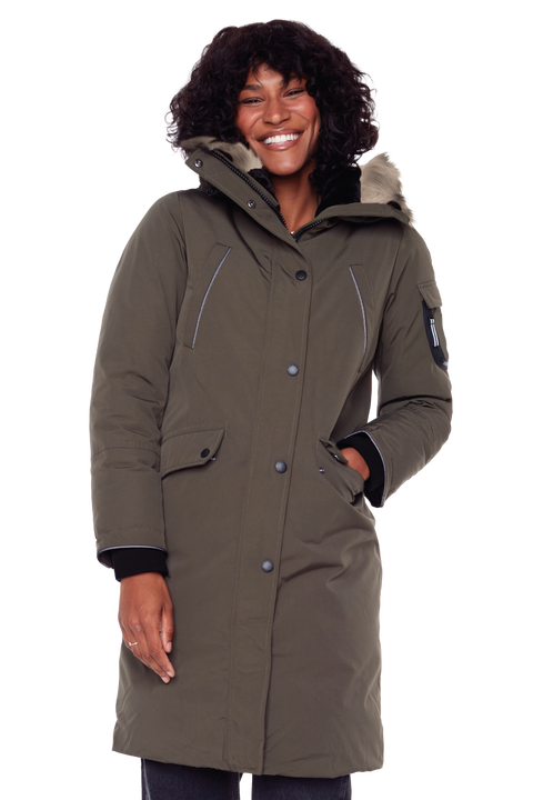 LAURENTIAN - Vegan Down Long Parka Winter with Faux Fur Hood