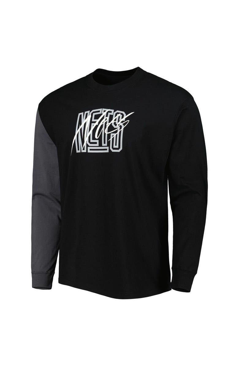 Nike Men's Nike Black Brooklyn Nets Courtside Versus Flight MAX90 Long Sleeve T-Shirt, Alternate, color, Black