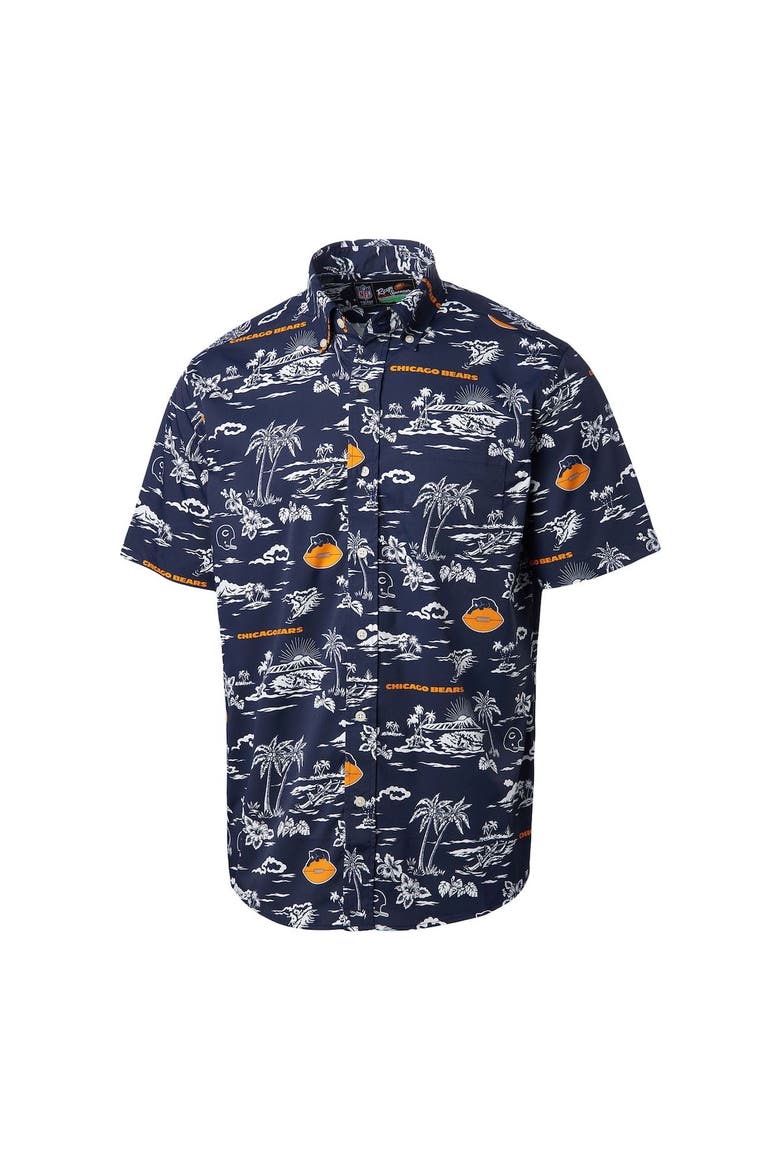 Men's Reyn Spooner Navy Chicago Bears Throwback Kekai Print Button-Up Shirt, Alternate, color, Navy