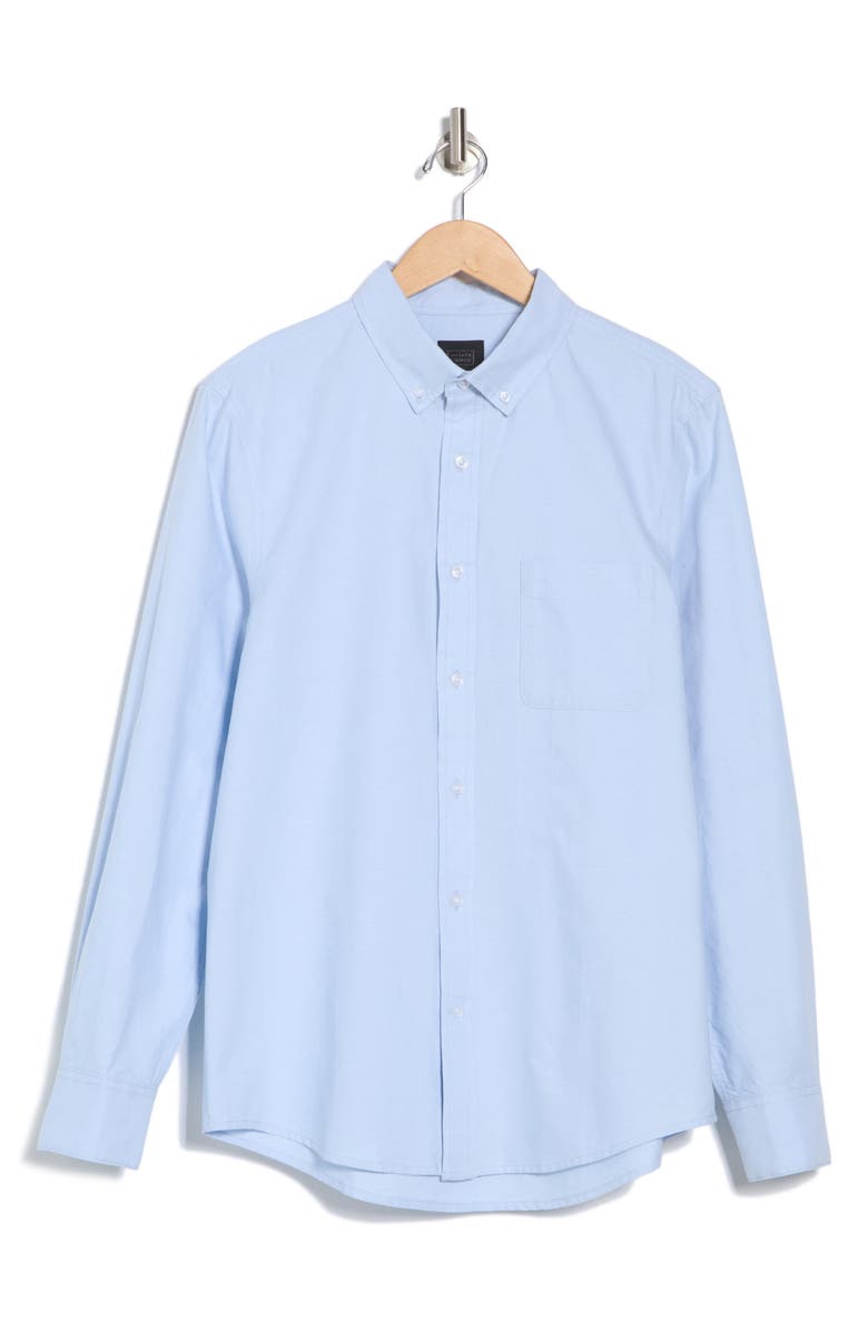 14th & Union Solid Cotton Button-Down Shirt, Alternate, color, Blue Thread - White