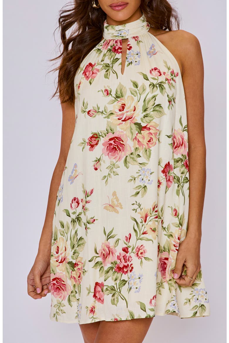 Bloom Floral Minidress, Alternate, color, CREAM/ ROSE