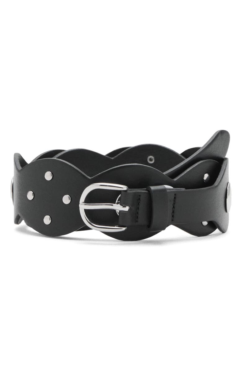 MANGO TEEN Wide Studded Belt, Main, color, Black