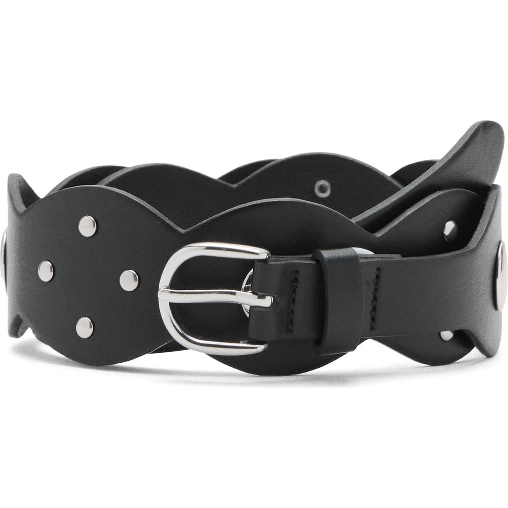 Mango Teen Wide Studded Belt In Black