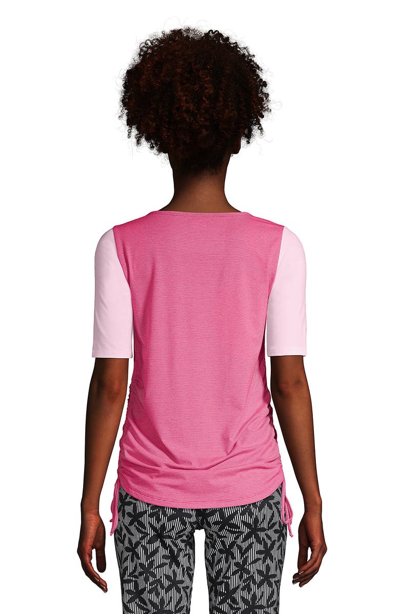Lands' End Plus Size Power Performance Elbow Sleeve Drawstring Top, Alternate, color, 