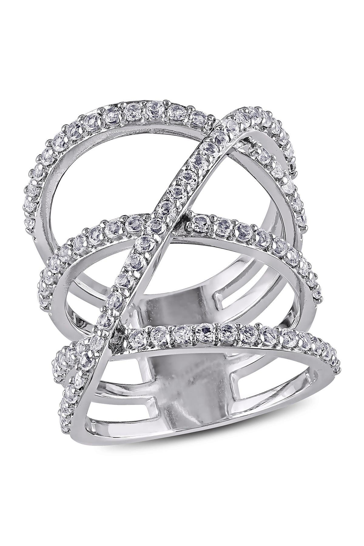 DELMAR White Topaz Triple Crisscross Ring