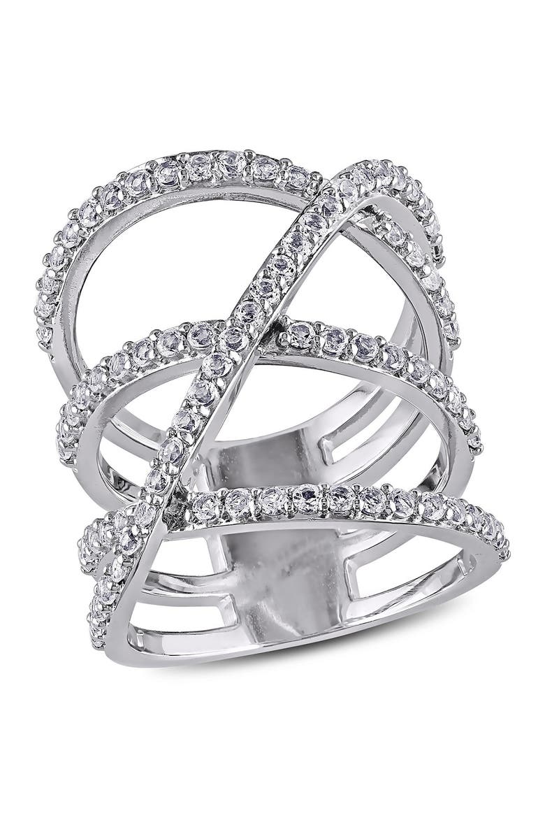 White Topaz Triple Crisscross Ring, Main, color, SILVER