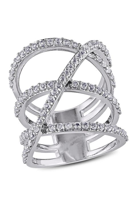 White Topaz Triple Crisscross Ring