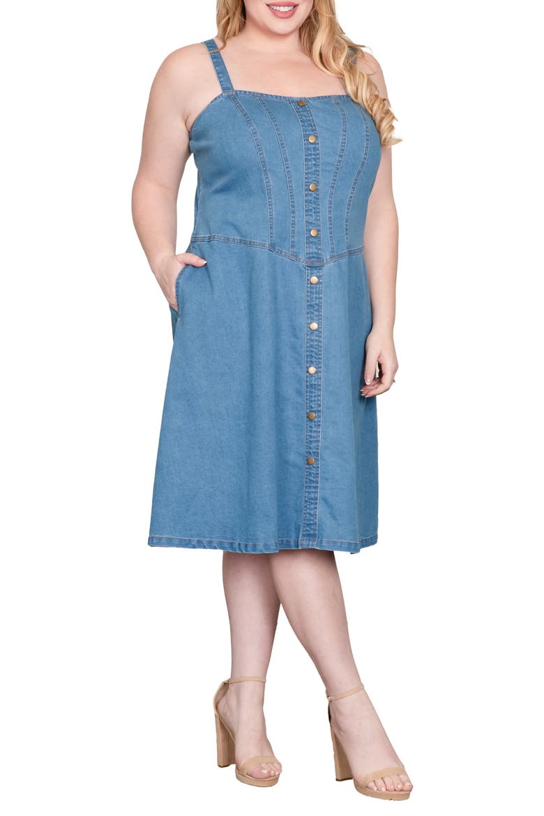Cotton Blend Denim Dress, Alternate, color, BLUE BLAST