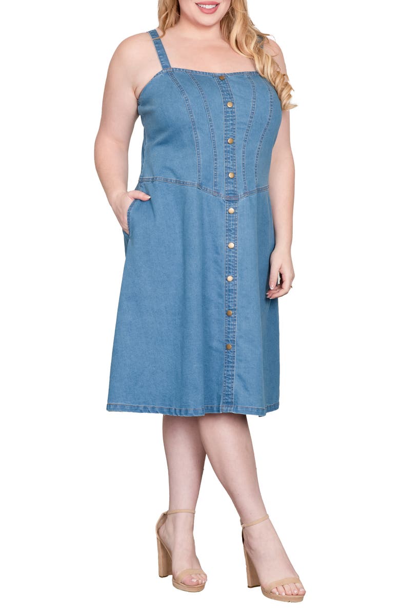 Standards & Practices Cotton Blend Denim Dress, Alternate, color, Blue Blast