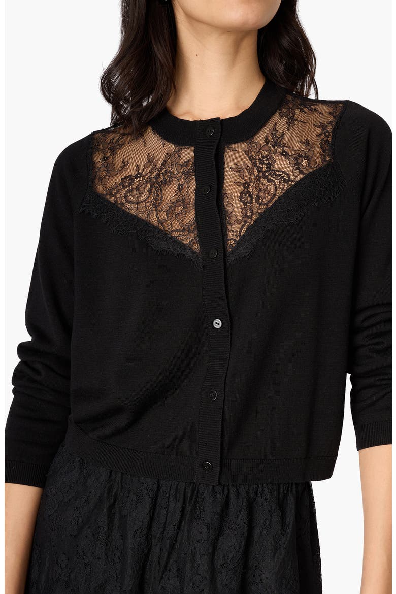 Harleth Lace Panel Cardigan, Alternate, color, BLACK