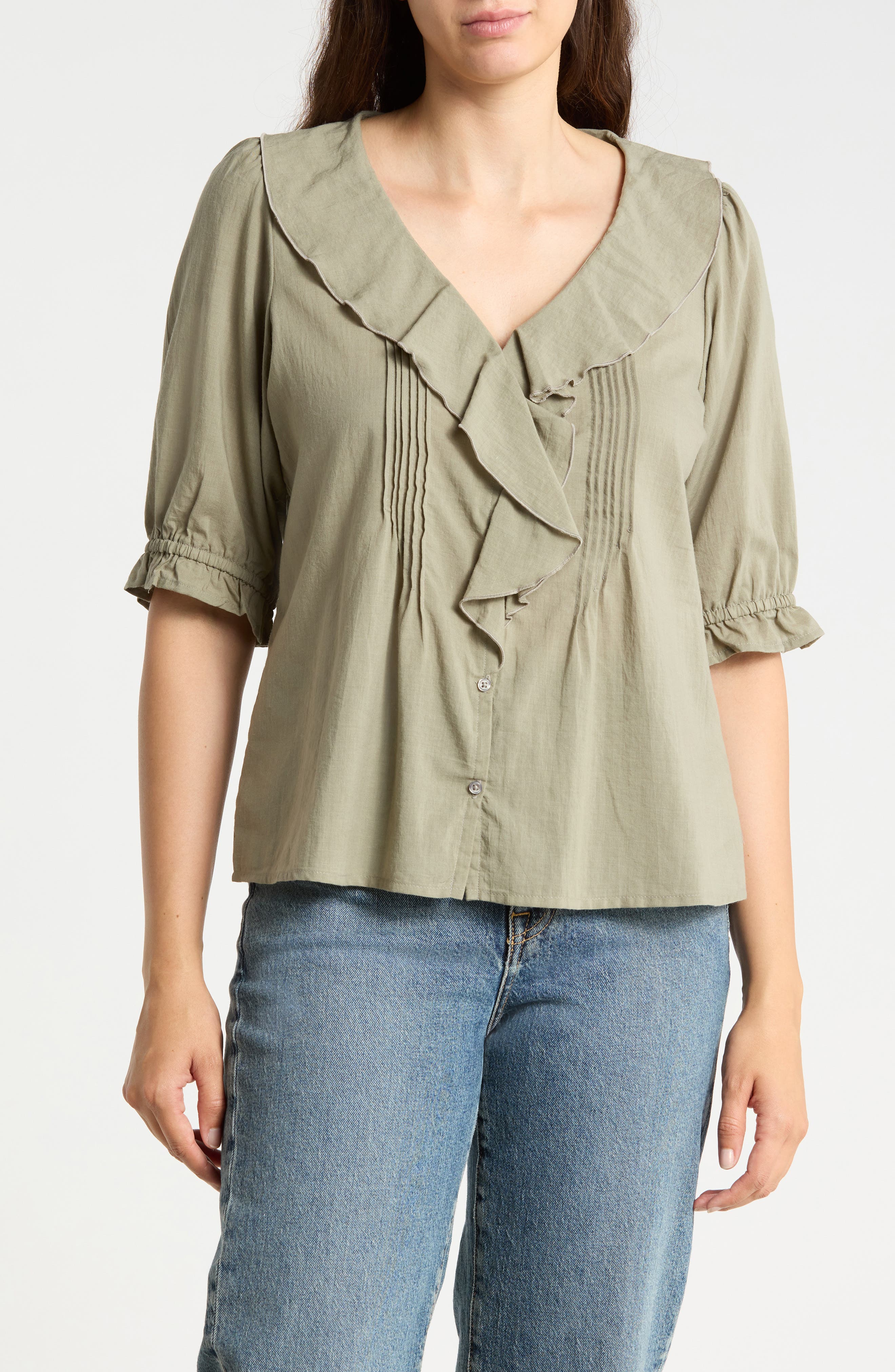 Romantic Ruffle Button-Up Shirt