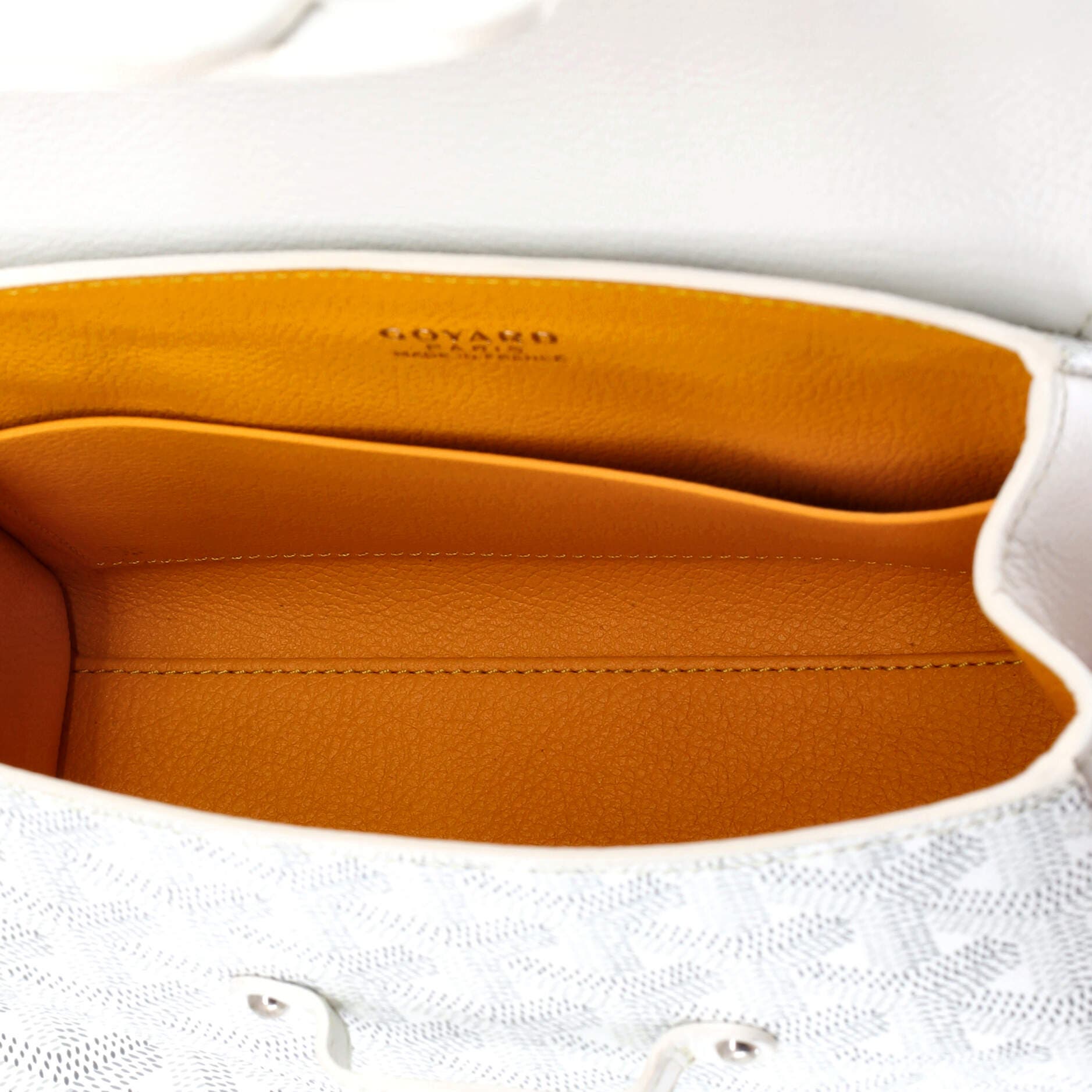 Pre-Owned Goyard Saigon Top Handle Bag Coated Canvas with Leather Mini, Alternate, color, White