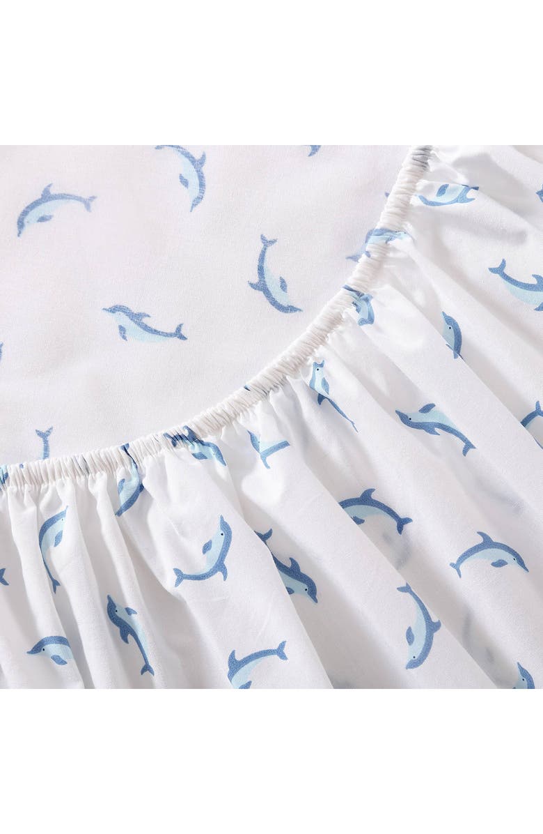 POPPY AND FRITZ Dolphin Print 200 Thread Count Cotton Percale Sheet Set, Alternate, color, Light Pastel Blue