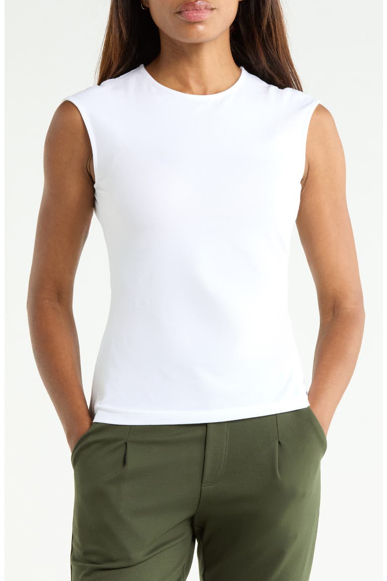 Cap Sleeve Pleated Top, Main, color, WHITE